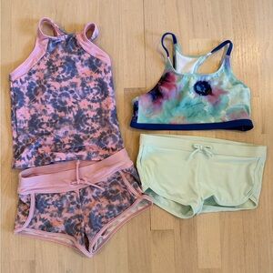 ATHLETA GIRL & DSG - Colorful Tie-Dye and Floral Activewear Set